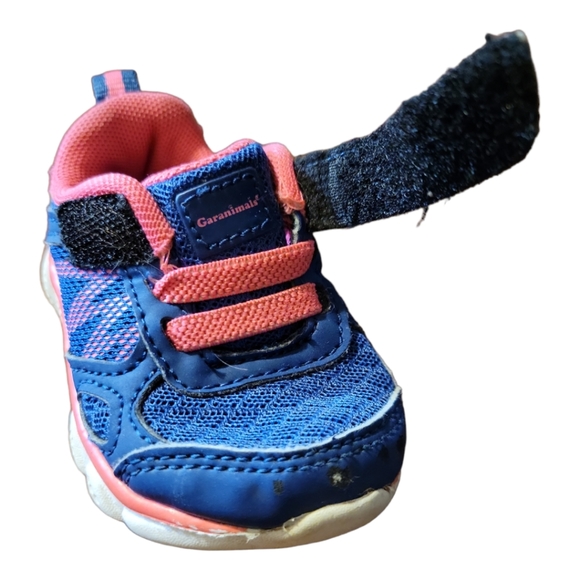 Baby Girl's Garanimals Sneakers Tennis Shoes Pink Blue Padded Sole Velcro Straps - Picture 8 of 9